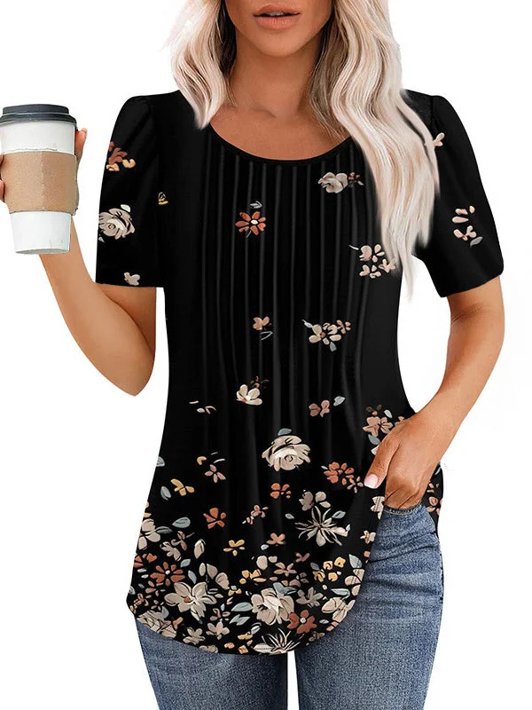 Women's Short Sleeve Scoop Neck Printed Graphic Tops