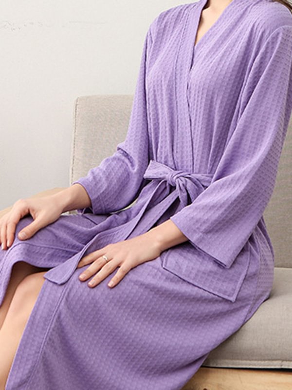 Comfortable Solid Bandage Thin Pajama Robe
