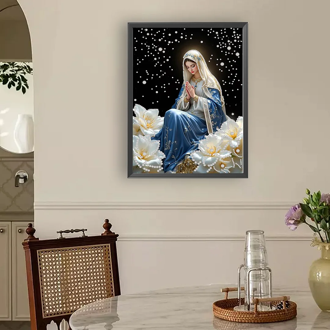 Virgin Mary DIY Pearl Painting Art Kit for Home Wall Decor 30x40cm Without Frame