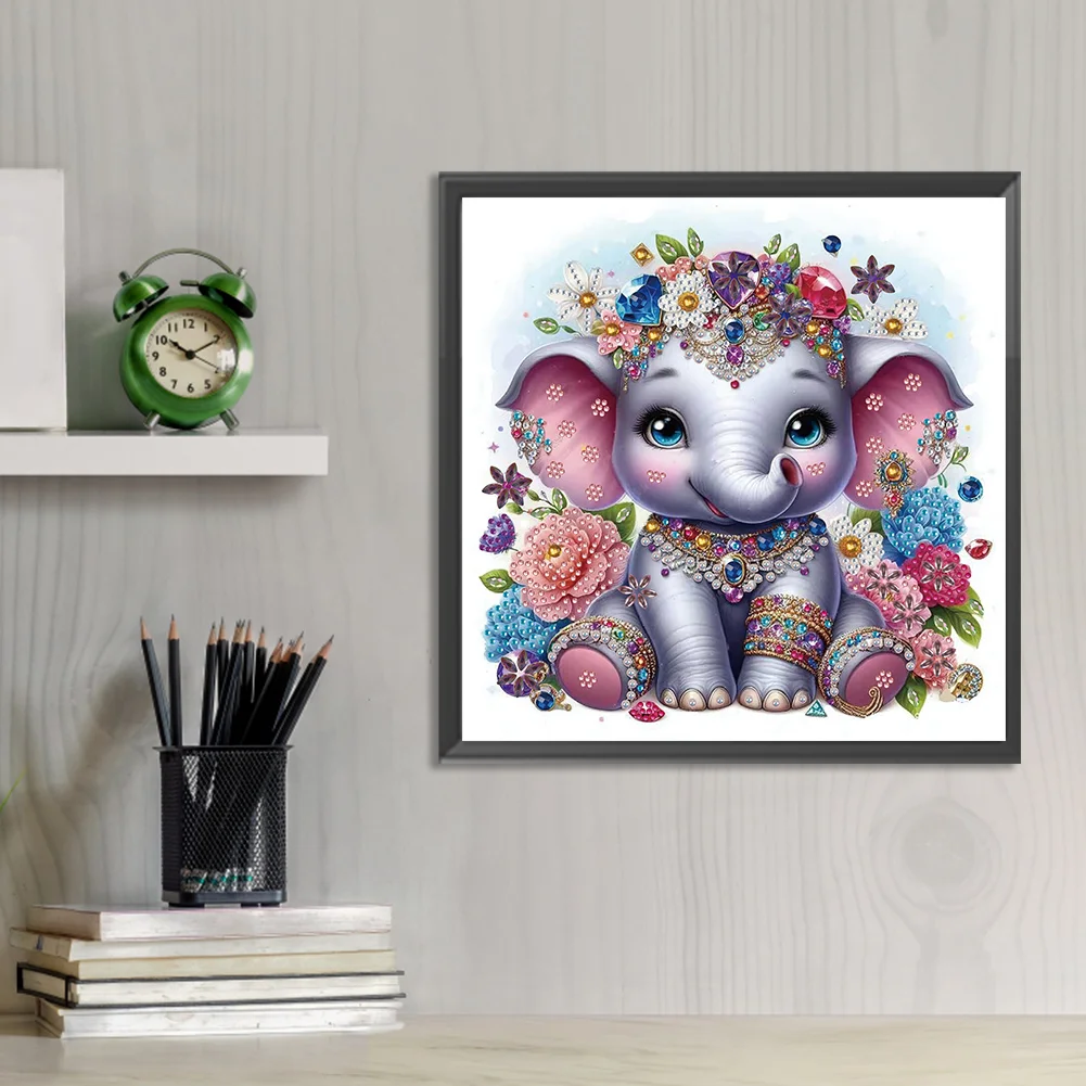 Diamond Painting - Partial Special Shaped Drill - Jewelry Elephant(Canvas|30*30cm)
