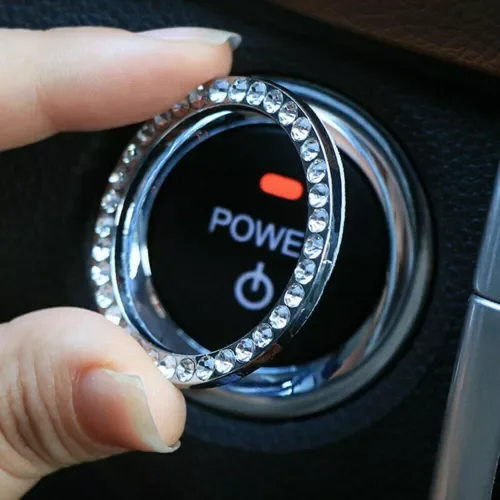 Dronehint Car Accessories Button Start Switch Parts White Diamond Ring Sticker Cover Decor (For: Acura) Parts