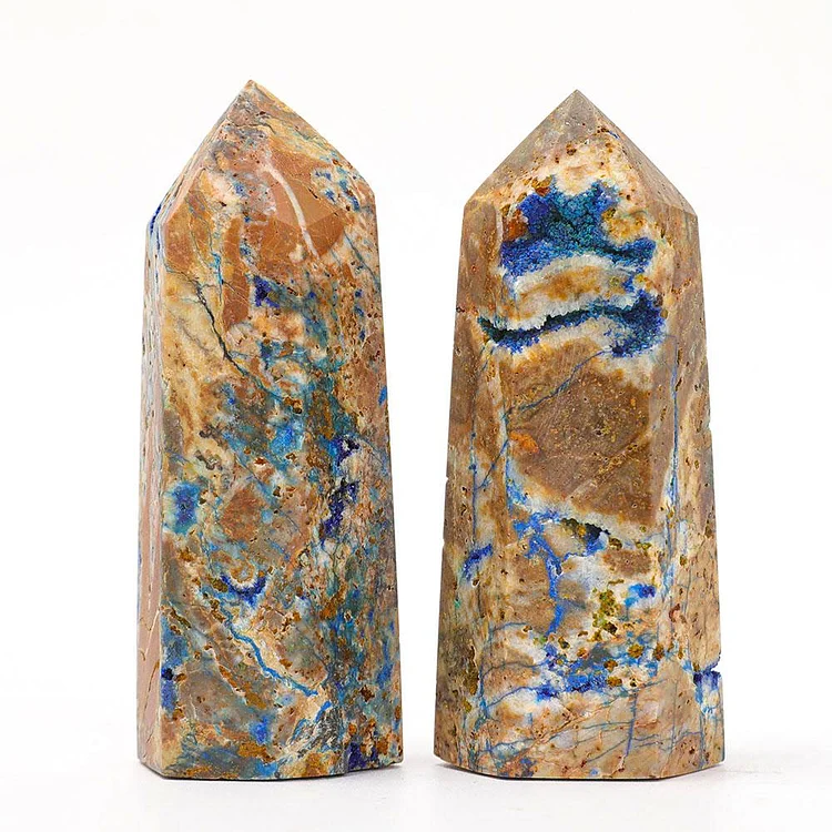 Set of 2 Azurite Towers Points Bulk