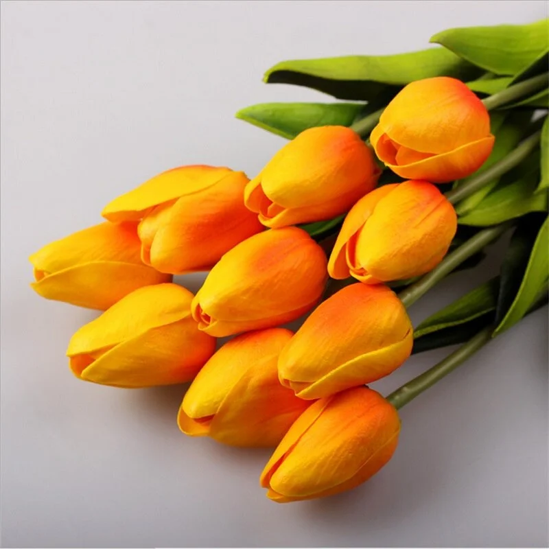 10pcs Beauty Real Touch Flowers Latex Tulips Flower Artificial Bouquet For Home Party Wedding Bridal Bouquet Fake Flower