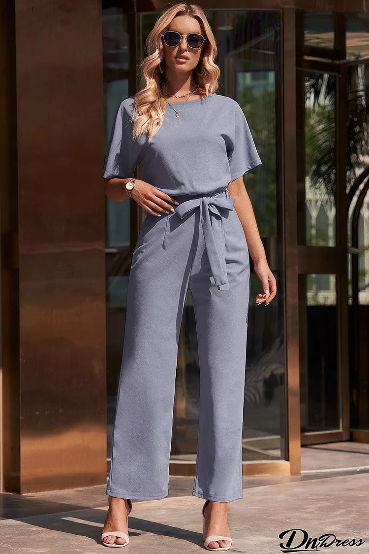 Full Size Tie Waist Straight Leg Jumpsuit