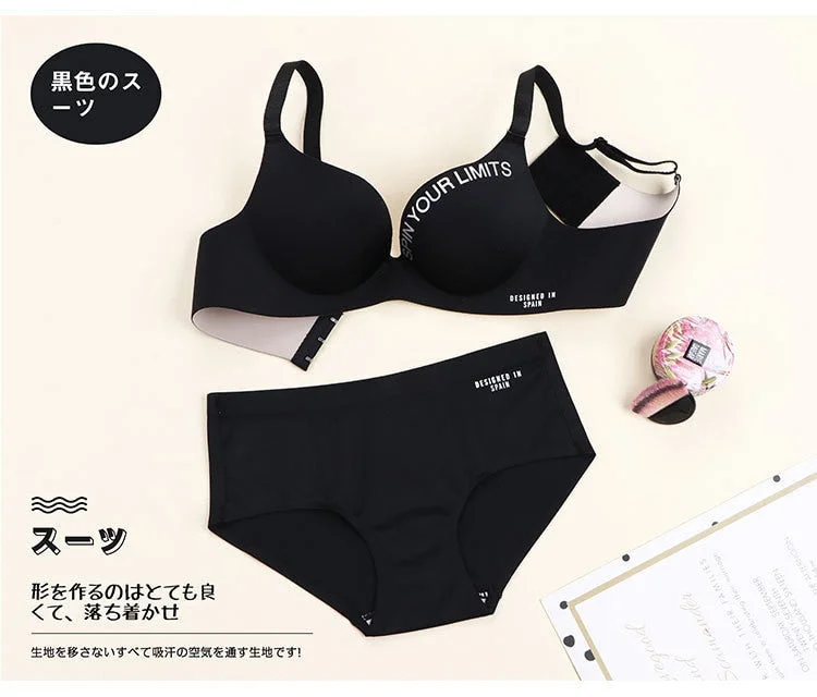 Women's Cotton Bra Sexy Letter Underwear Fashion Push Up Comfort Brassiere One Piece Seamless Underwear Female Sexy Lingerie