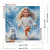 40x40cm chat et fille 5d bricolage plein per&ccedil;age rond diamant peinture kit d&eacute;coration int&eacute;rieure