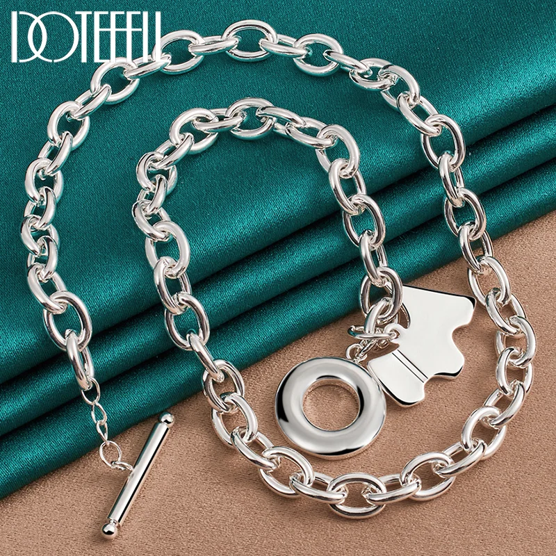 DOTEFFIL 925 Sterling Silver Dog Pendant Necklace Woman Man 18 Inches Chain Jewelry