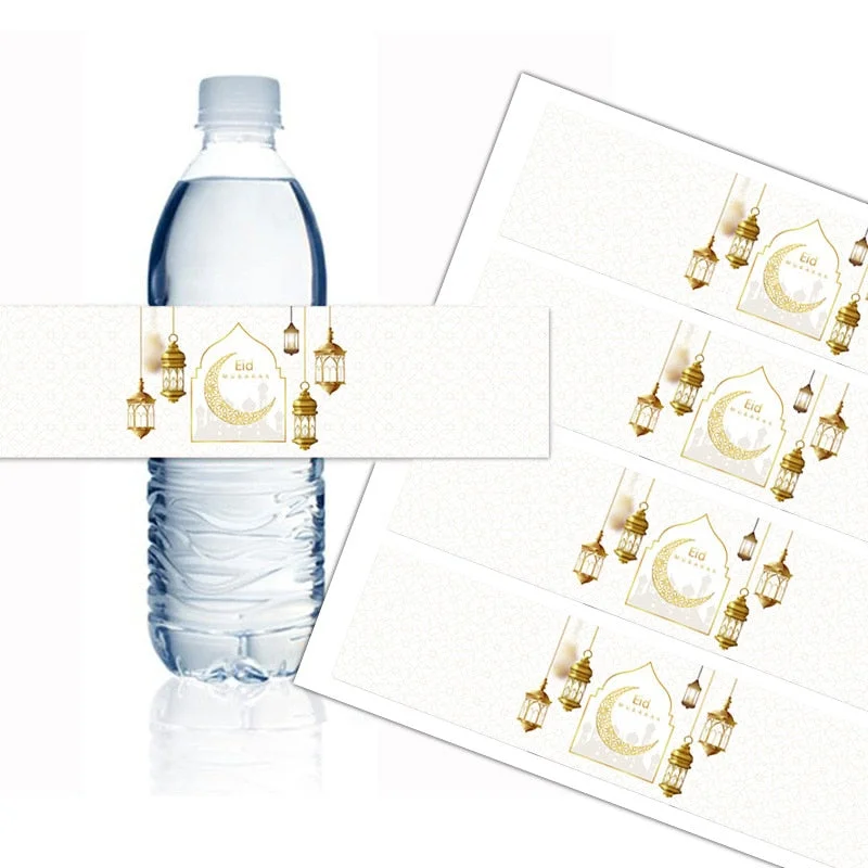 10/20pcs Eid Mubarak Bottle Labels Wrapper Adhesive Stickers Ramadan Muslim Islamic Festival Party DIY Decorations Eid al-fitr