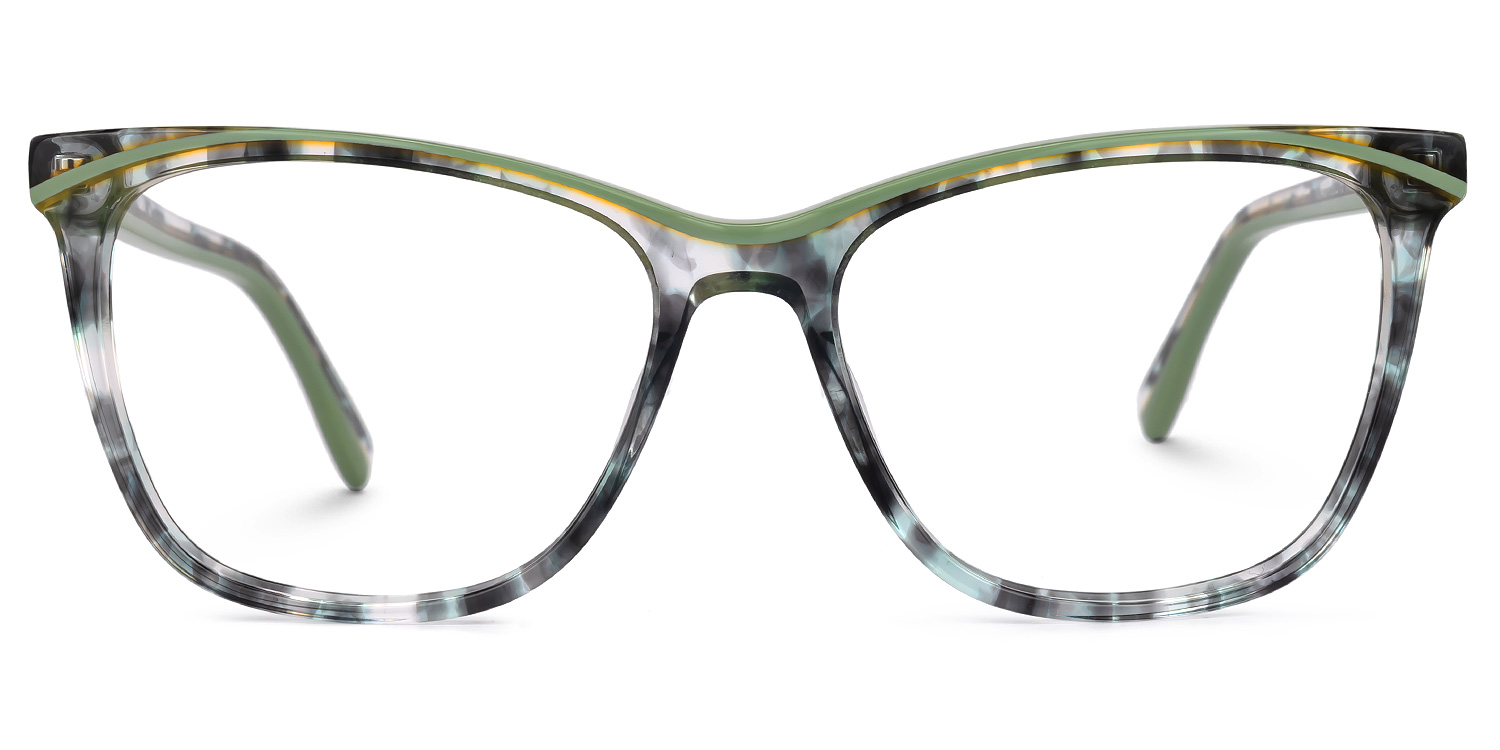 Mahalia Blumendruck-GrÃ¼n Rechteckig Brille Blumendruck-GrÃ¼n