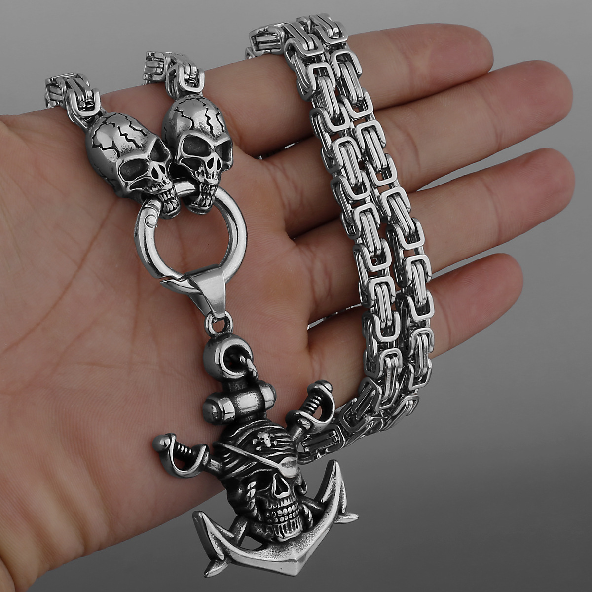 Vintage Pirate Sword and Anchor Necklace 