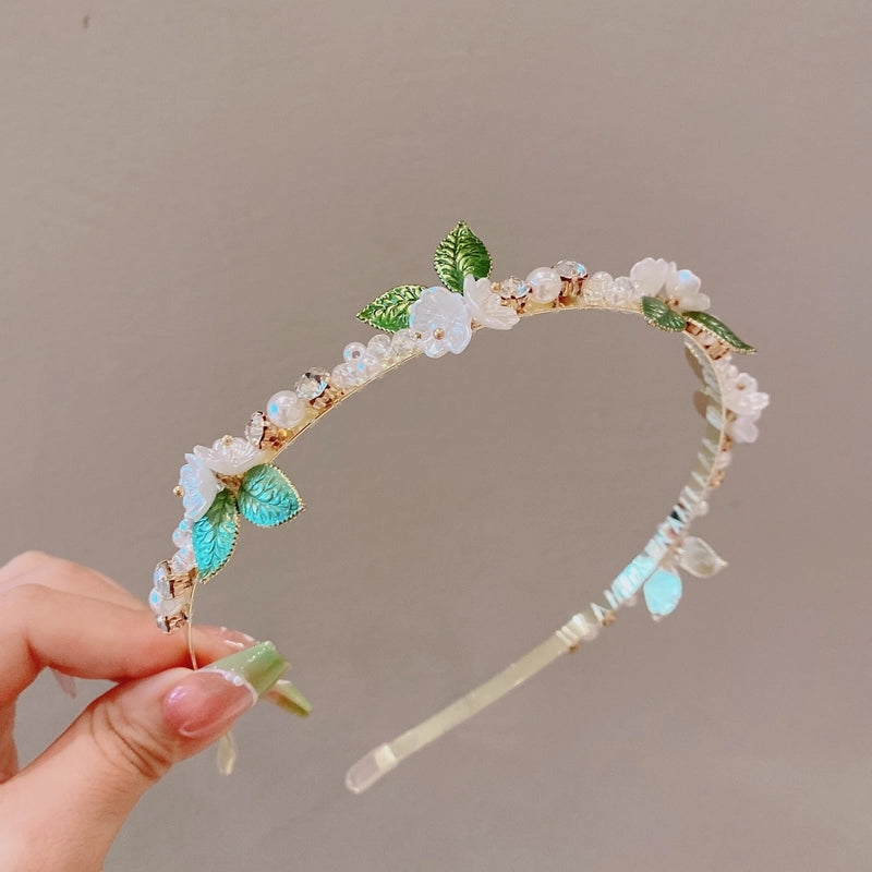 Minimalist Flower Alloy Inlay Pearl Hair Band