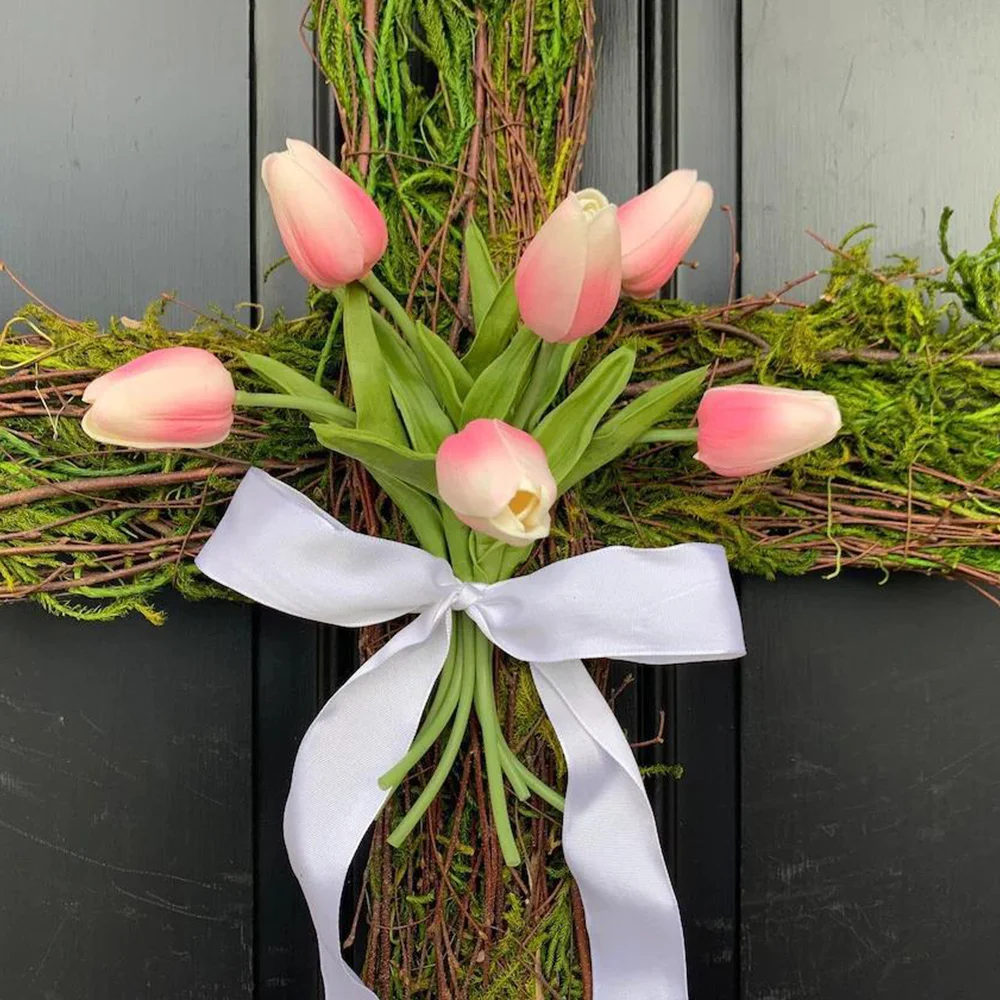 Tulip garland cross decoration door hanging