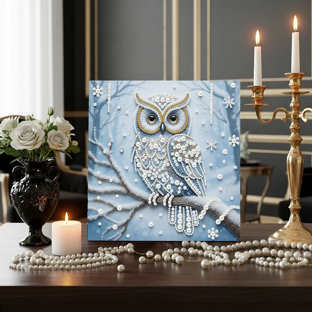 Owl - DIY Pearl Diamond Art Kit With Frame 25*25cm