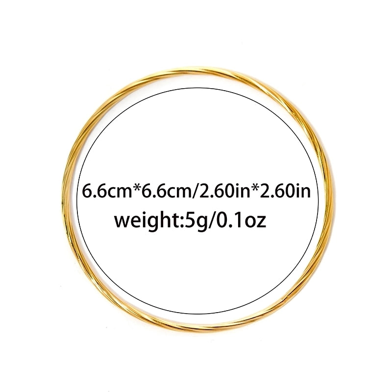 Casual Commute Round Waves 304 Stainless Steel 14K Gold Plated Bangle In Bulk