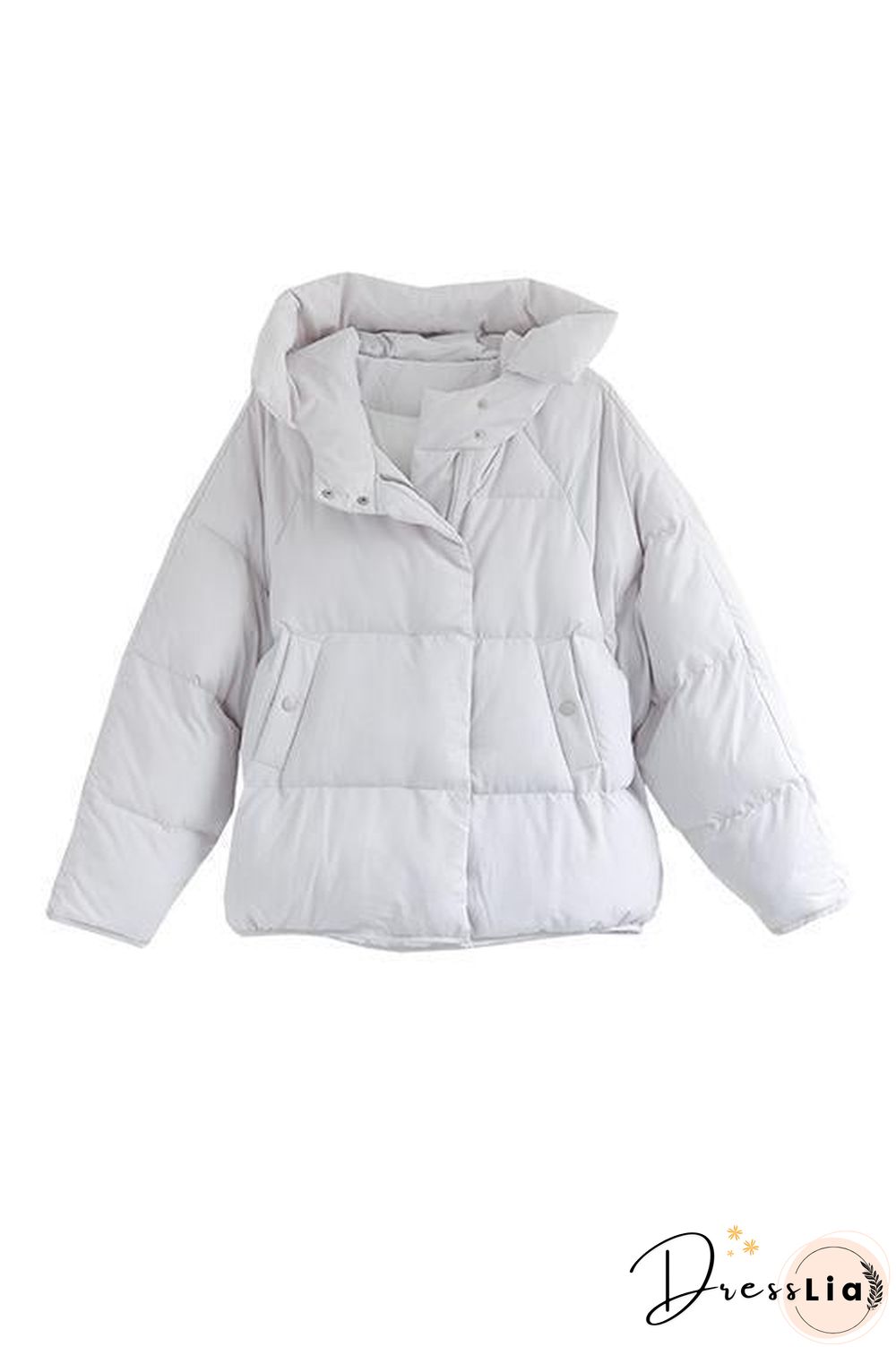 Zipper Button Hooded Coat