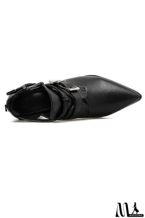 MidiSono - Leather Buckle High Heels Boots