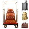 [US Local Warehouse] Hotel Luggage Cart 39Lx19Wx68H Inch Bellman Cart with 881lb Load Capacity 8-inch Silent Rubber Casters Carpet Deck Bumper Rails Hotel Service Trolley for Commercial Use Condos Resorts