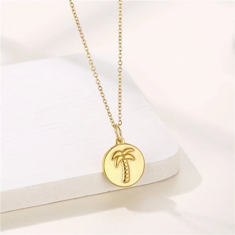 Stainless Steel Titanium Steel 18K Gold Plated Shiny Plating Inlay Rabbit Angel Snake Zircon Pendant Necklace