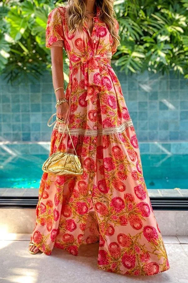 Womens Temperament Printed Long Bohemian Dress-Allyzone-Allyzone