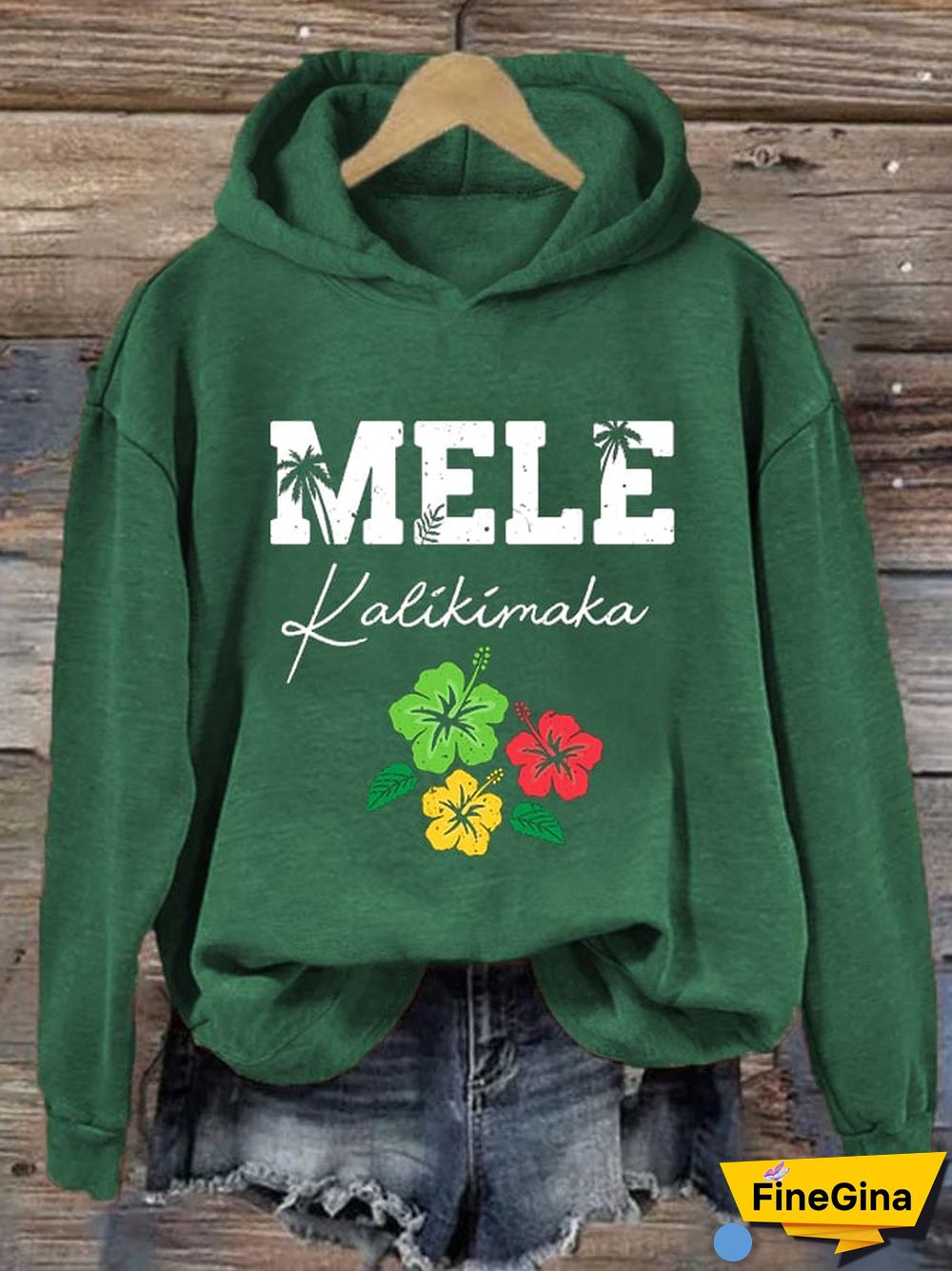 Women's Hawaiian Christmas Mele Kalikimaka Hibiscus Palm Tree Hoodie