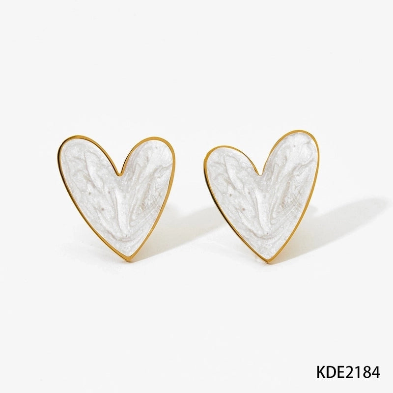 316 Stainless Steel  16K Gold Plated White Gold Plated Gold Plated Minimalist Classic Style Heart Shape Earrings Necklace