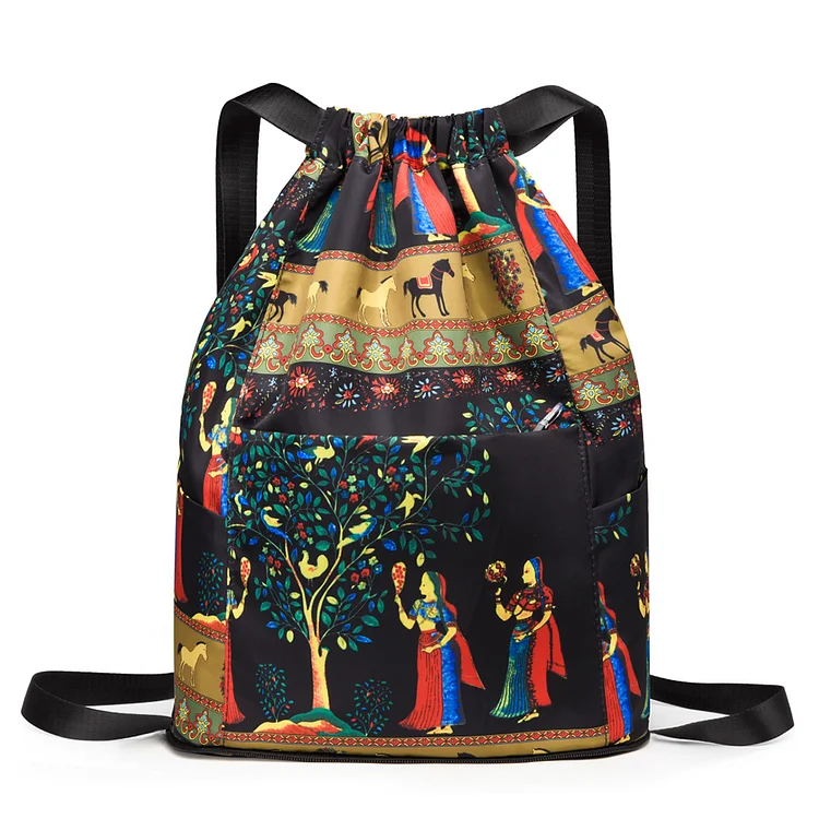 Drawstring Casual Backpack Foldable Unisex Multifunctional for Gym Shopping Yoga