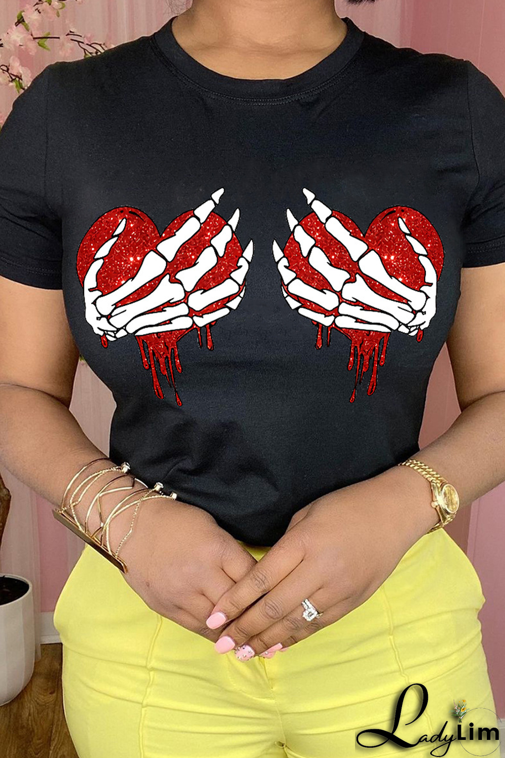 White Fashion Print Patchwork O Neck T-Shirts