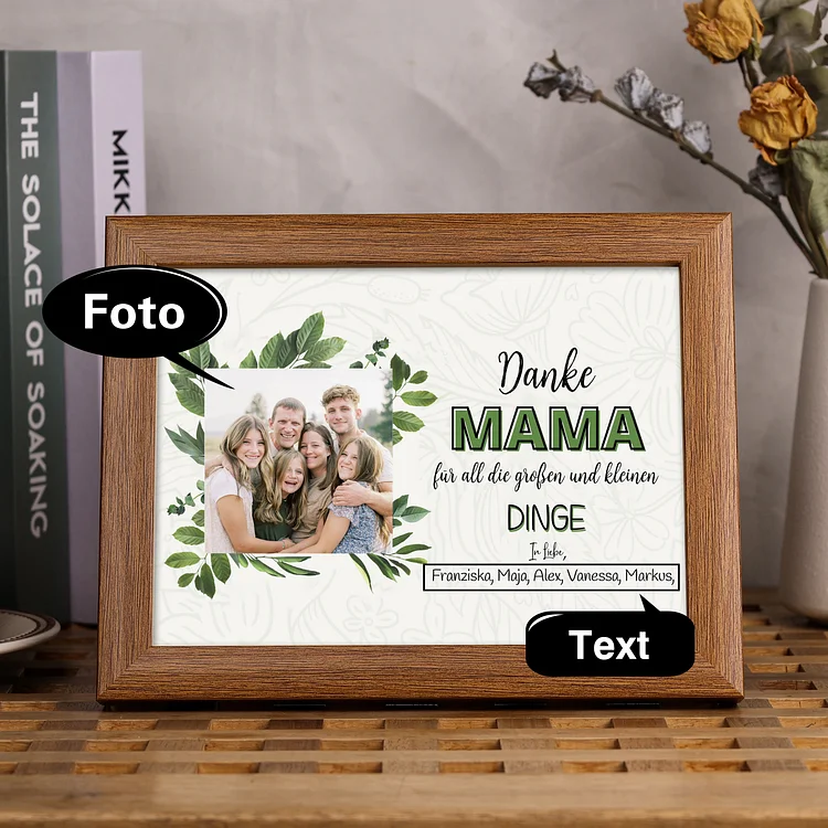 Kettenmachen Holzrahmen/Plastikrahmen-Personalisierter Text & Foto-Danke Mama für all die großen und kleinen Dinge-Bilderrahmen