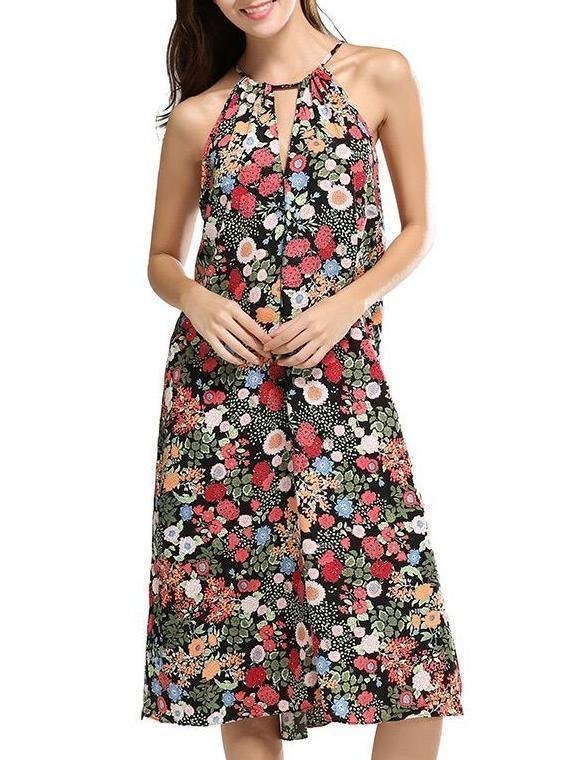 2018 Hot Sale Fashion Print Sling Dress
