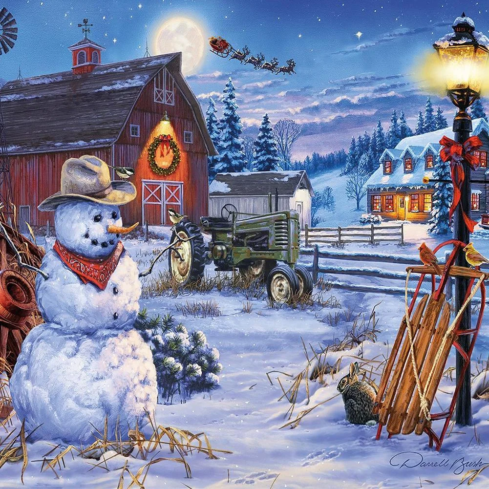 Full Round Diamond Painting - Snow Scene(30*30cm)