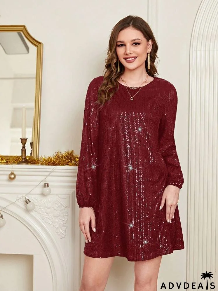 Ladies' Solid Color Sequin Dress