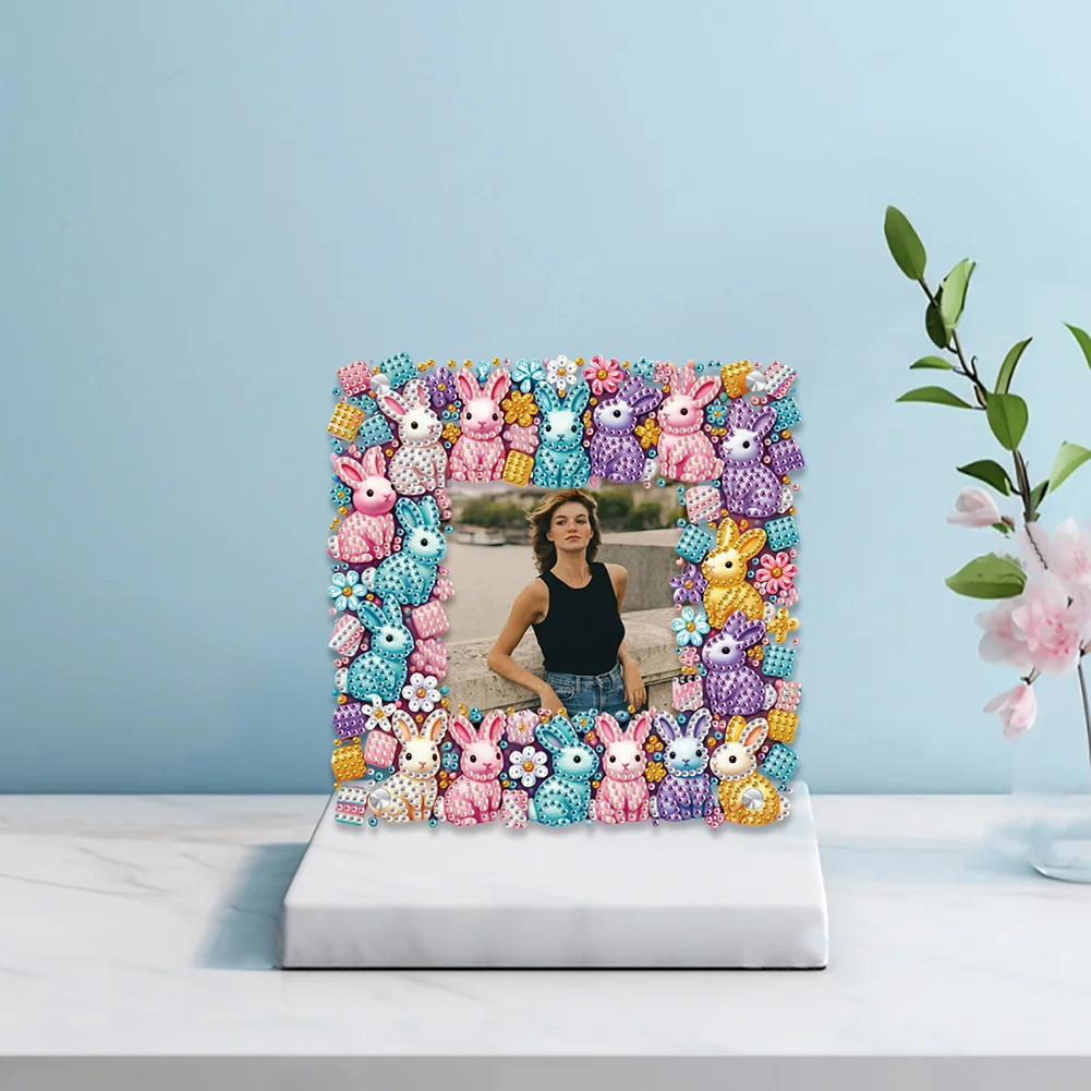 5D DIY Rabbit Acrylic Special Shape Rhinestone Tabletop Photo Frame Kit