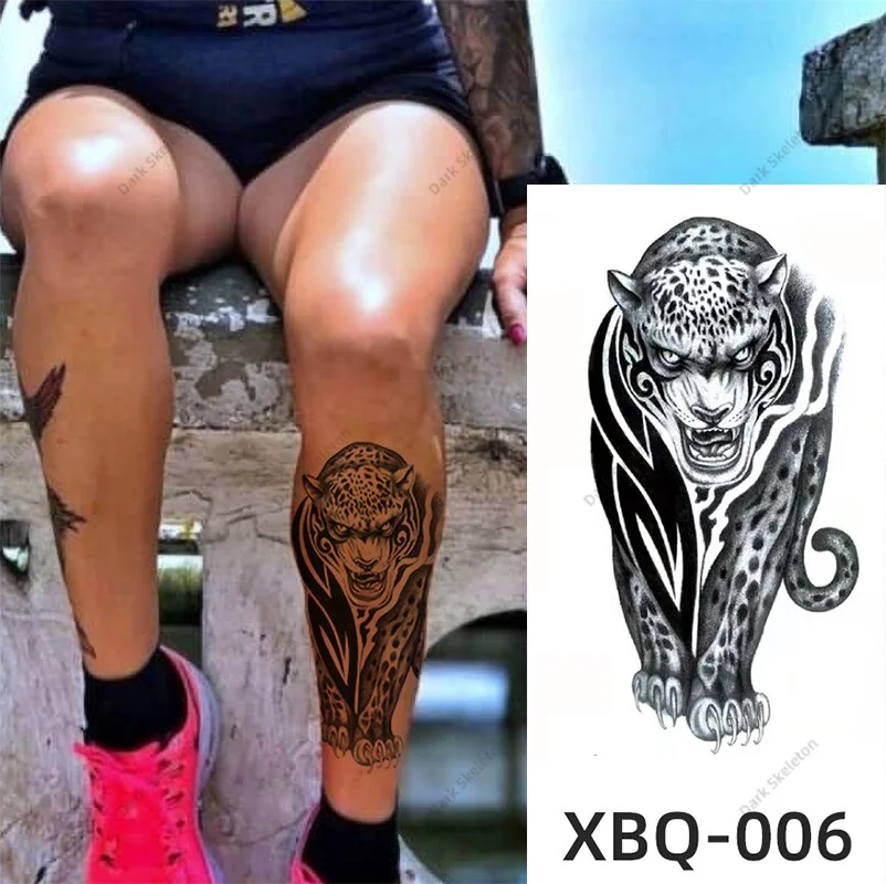 Sdrawing Black Forest Tattoo Sticker For Men Women Children Tiger Wolf Death Temporary Tattoo Fake Henna Skeleton King Animal Tatoo