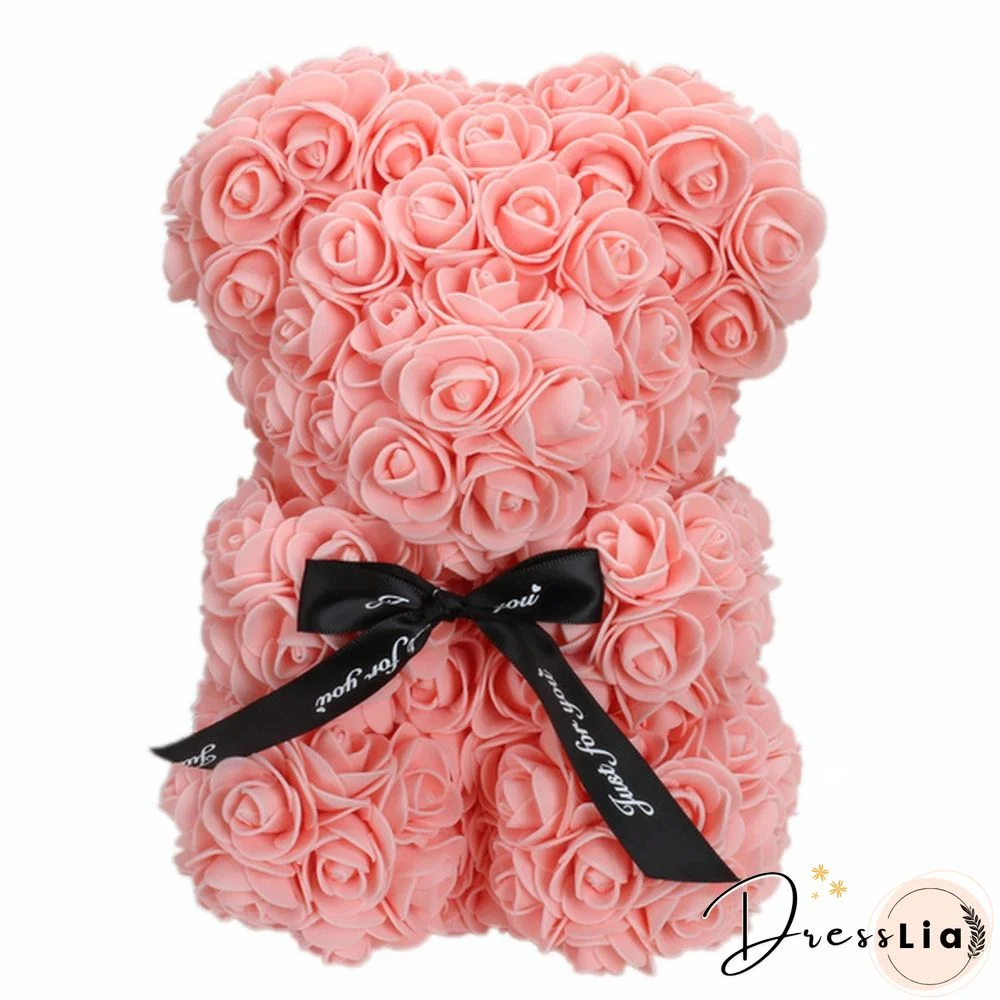 Romantic Valentine's DayCreative Eternal Flower Rose Bear Christmas Gift Rose Bear Hug Bear