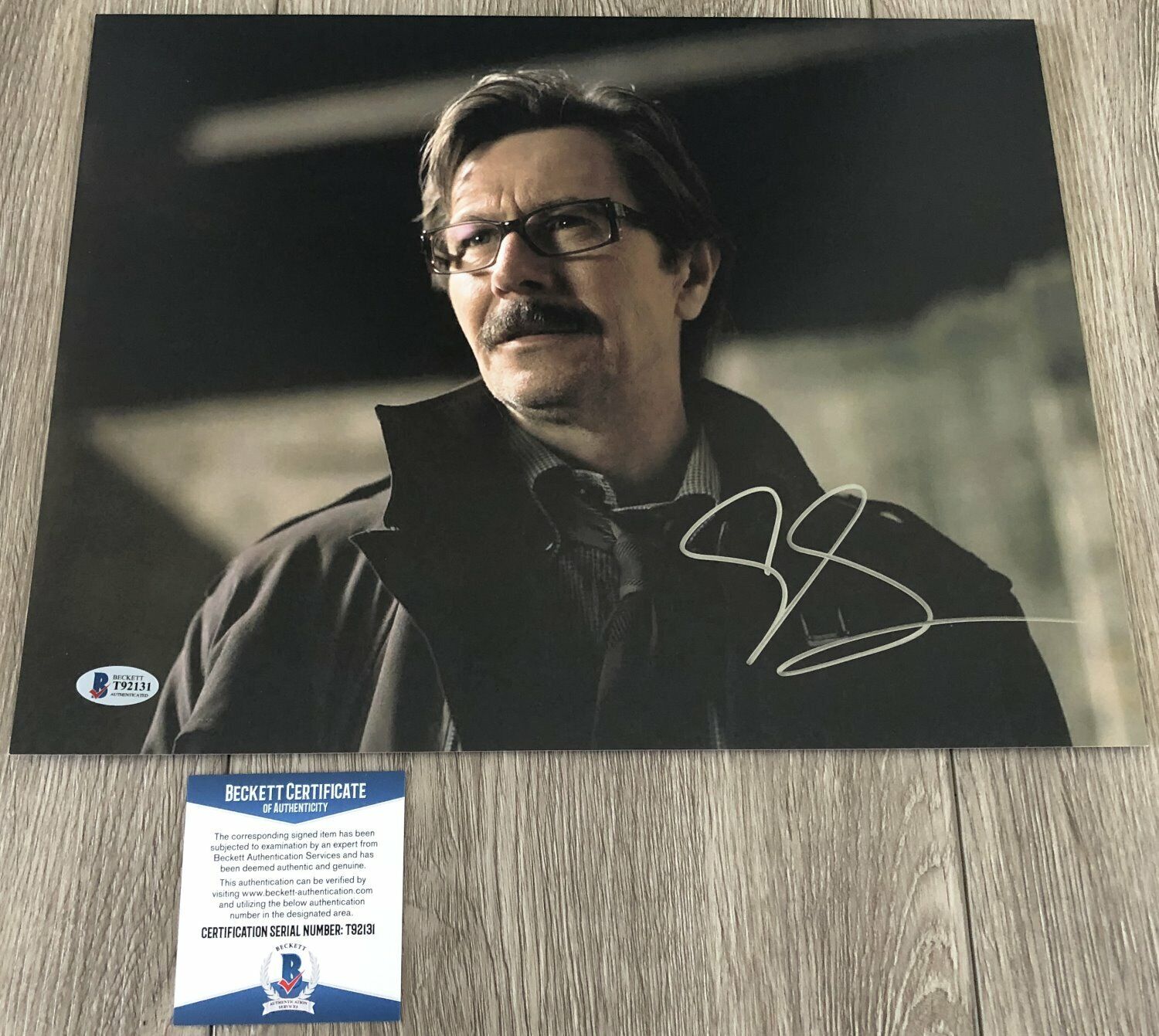 GARY OLDMAN SIGNED THE DARK KNIGHT RISES 11x14 Photo Poster painting w/PROOF & BAS BECKETT COA