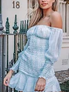 Elasticity Off-The-Shoulder Long Sleeves Mini Dress