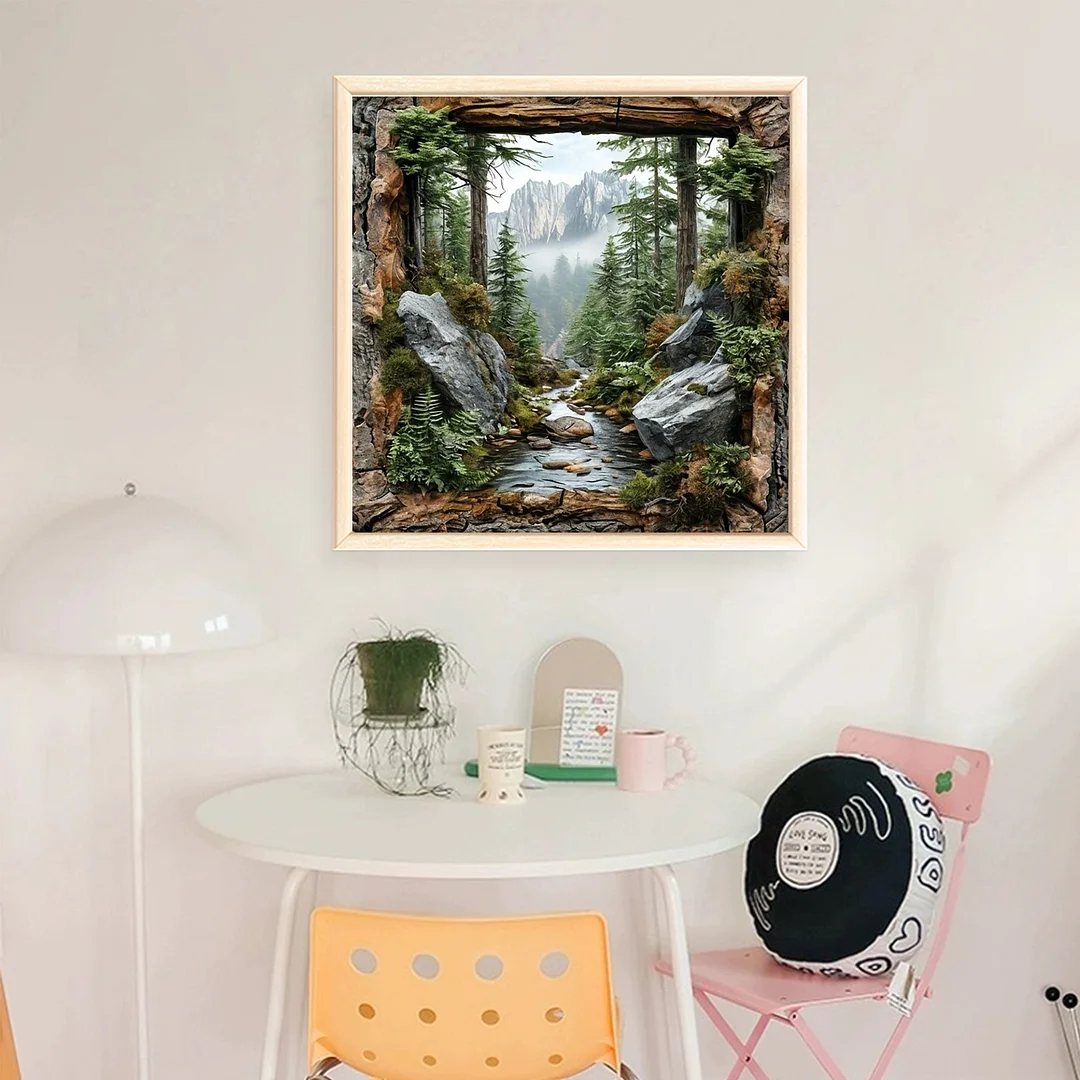 Mountain Forest Scenery Full 14CT DIY Stamped Cross Stitch Kits 40x40cm Gift