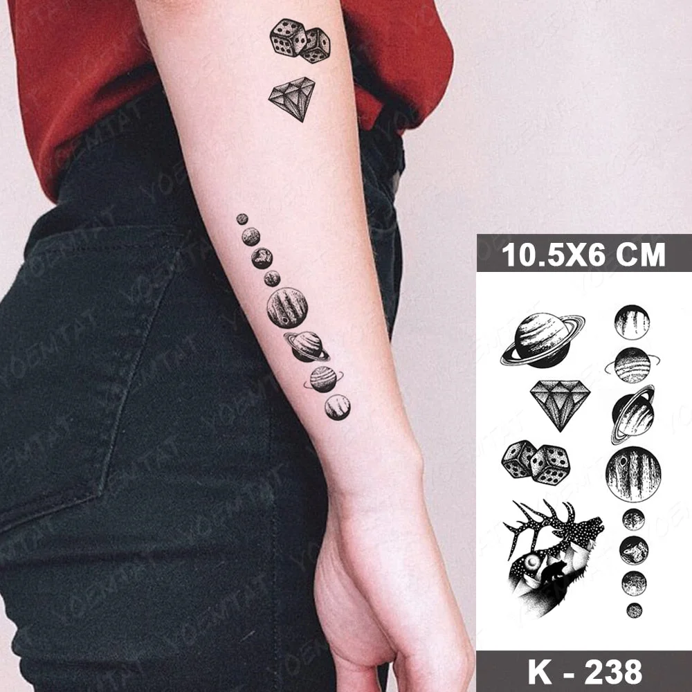 Waterproof Temporary Tattoo Sticker Starry Sky Galaxy Lion Flash Tatoo Wolf Fox Owl Arm Wrist Fake Tatto For Body Art Women Men