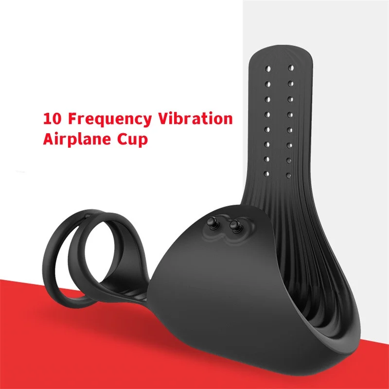 Penis Exercise Booster Male Training Vibration Lock Ring Cover Aircraft Cup