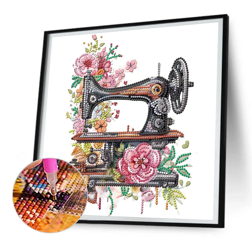 Diamond Painting - Partial Special Shaped Drill - Sewing Machine(Canvas|30*30cm)
