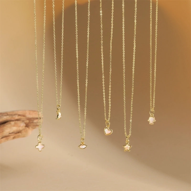 Copper 14K Gold Plated Palm Pendant Necklace