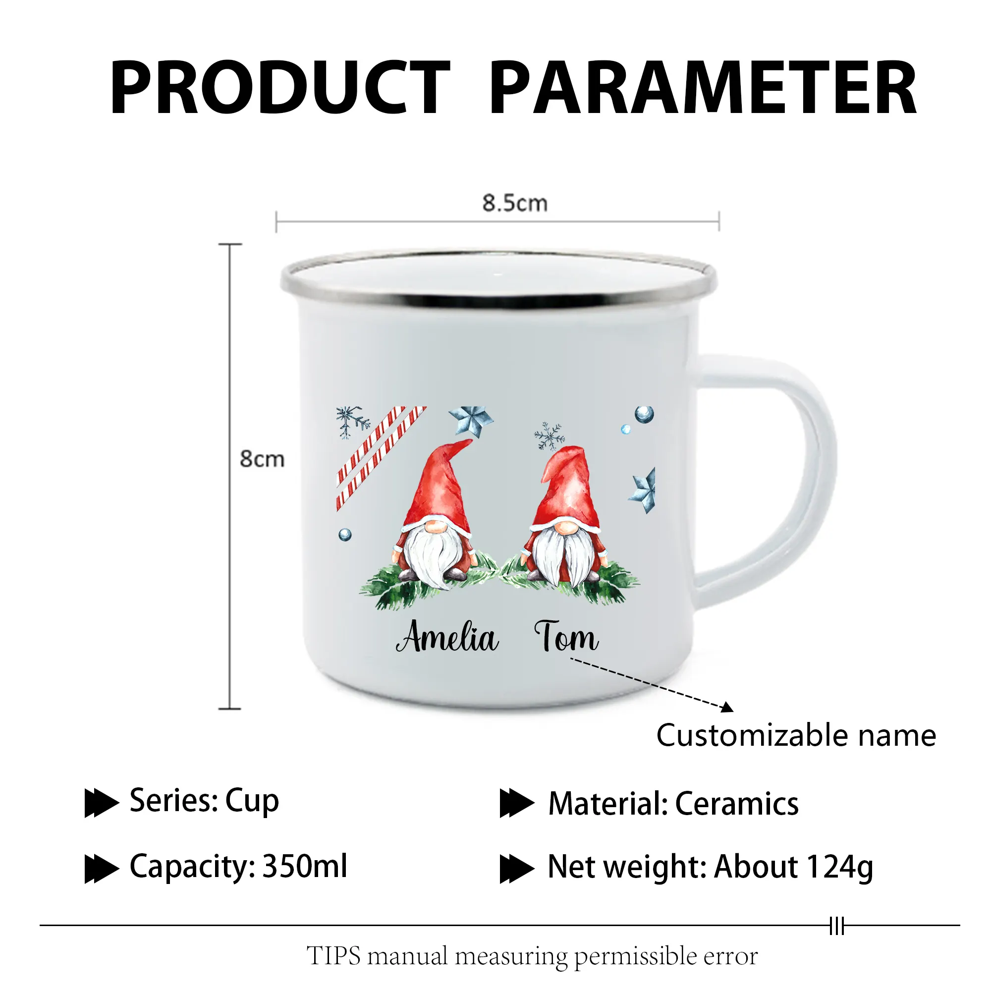 Emaille-Becher Mit Namensaufdruck - Personalisiert, Anker-Motiv, 300 Ml