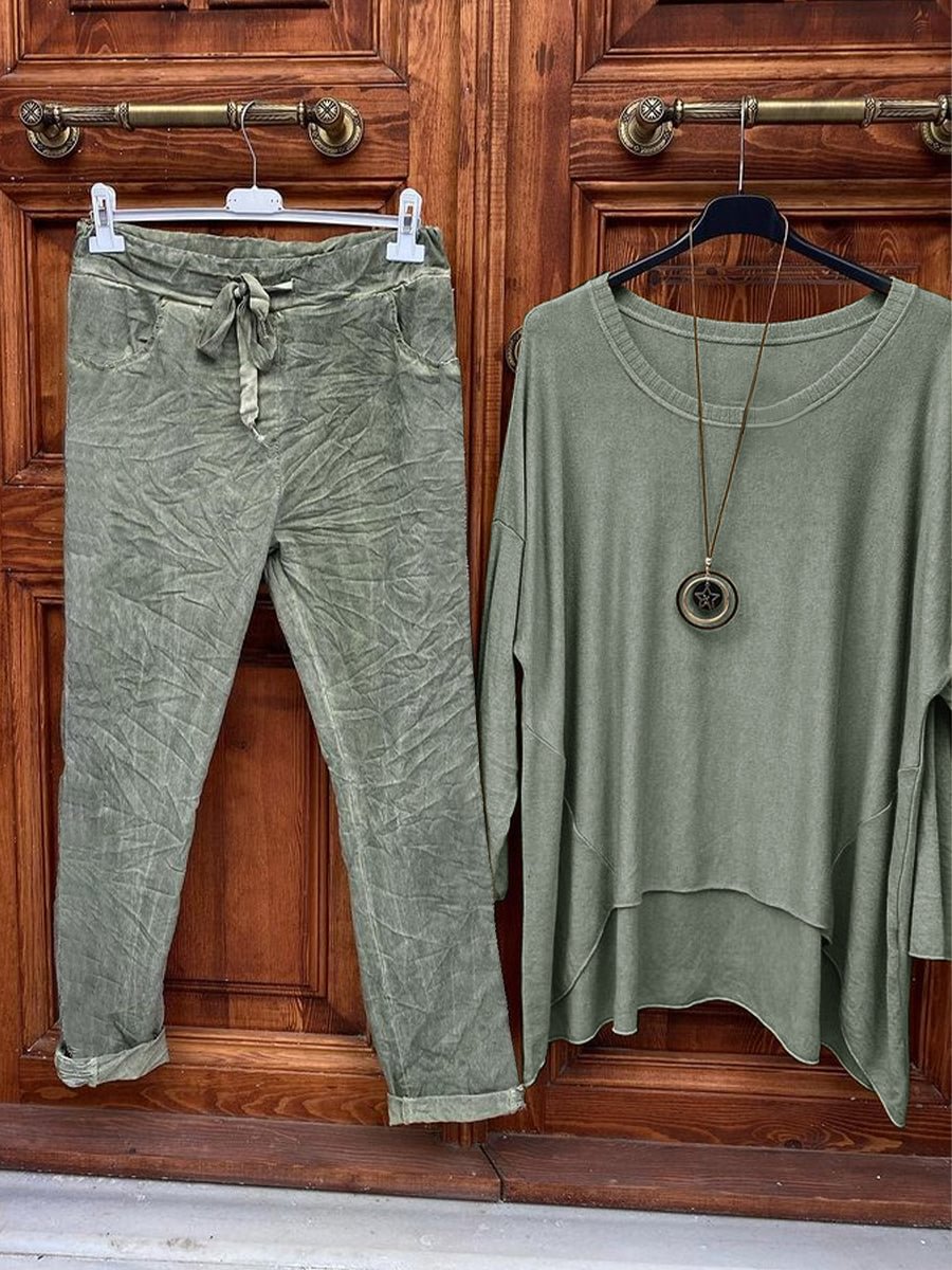 Women's Solid Color Asymmetrical Hem Casual Suits