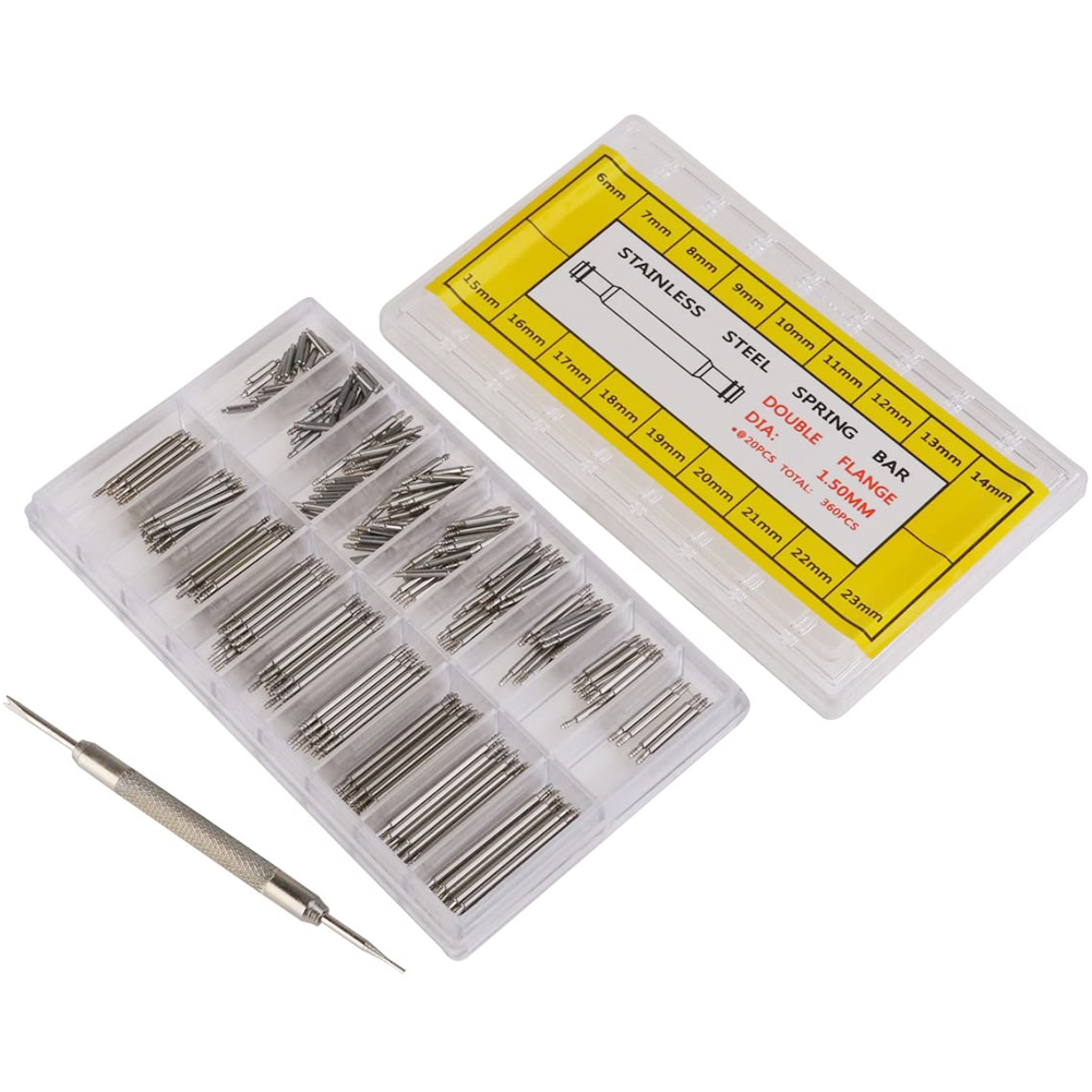 

360pcs 6-23mm Watch Stainless Steel Spring Bars Watch Band Strap Link Pins Watchmaker Repair Tools Set, 501 Original