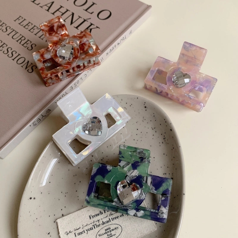 Elegant Minimalist Women’s Heart Shape Acetic Acid Sheets Hair Claws