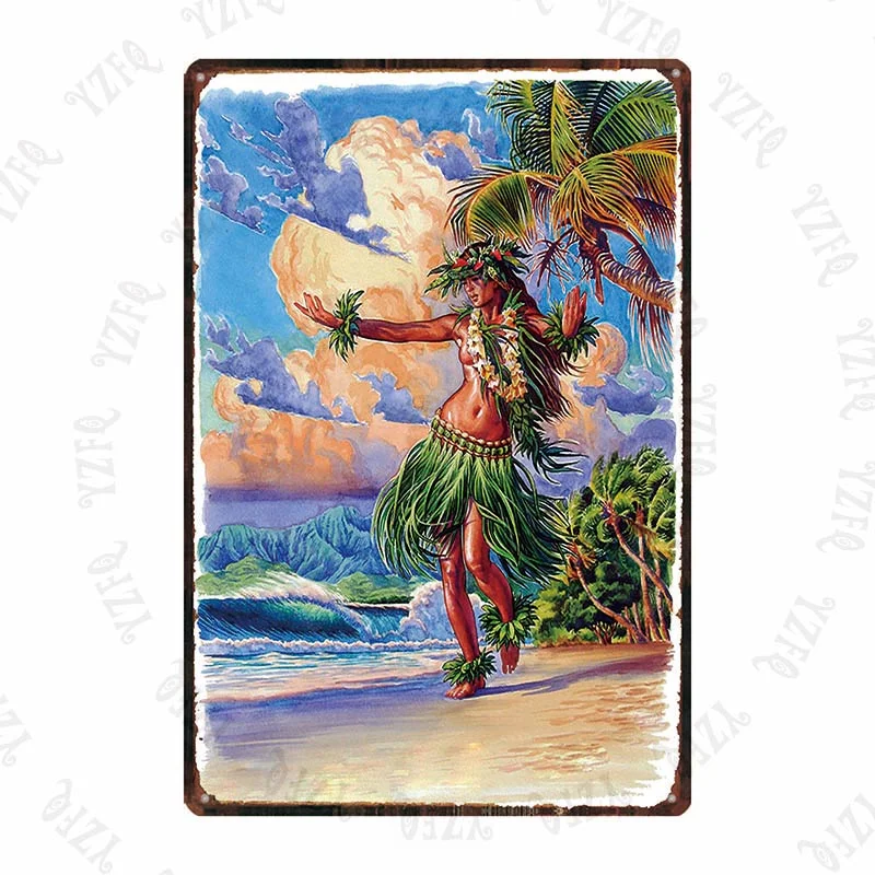 Athvotar Vintage Poster Surfing Beach Metal Sign Travel Souvenir Retro Wall Bar Art Home Cinema Decor Cuadros DU-5391A