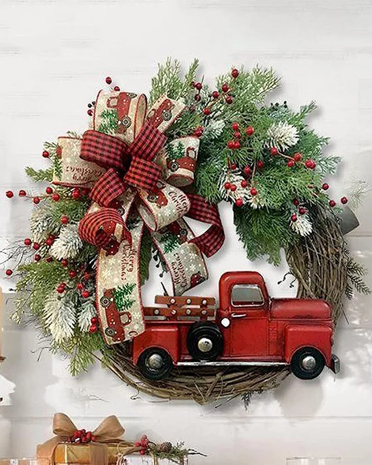 Christmas Red Truck Bow Garland