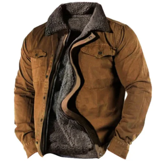 Men's casual thickened loose fashion pocket zipper jacket