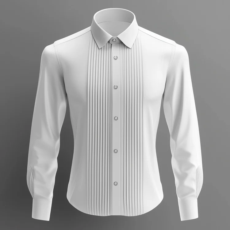 Okaywear Turndown Collar Button Pleated Long Sleeve Shirt 