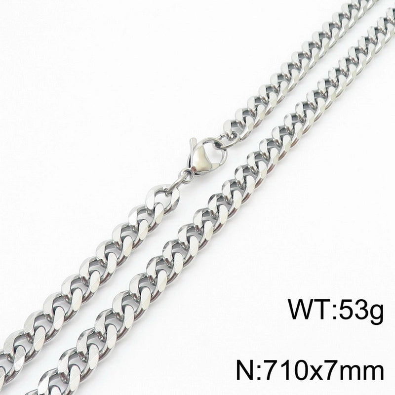 Hiphop Hip Hop Men & Women Trendy Stainless Steel Six-Sided Grinding Necklace